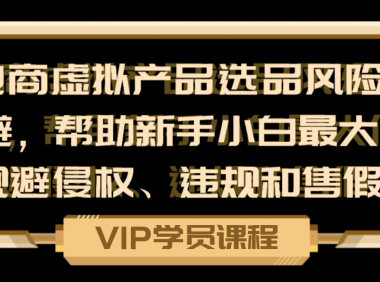 电商虚拟产品选品风险规避，帮助新手小白最大化规避侵权、违规和售假！